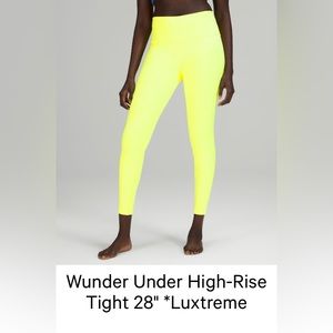 Lululemon Wunder Under High-Rise Tight 28” *Luxtreme Neon Yellow